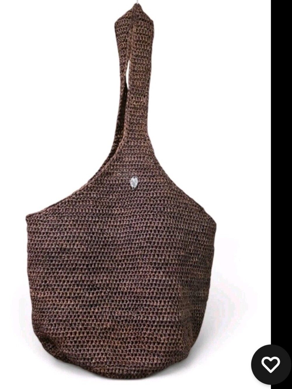 HELEN KAMINSKI Crocheted Raffia Bucket Tote Shoulder Bag Brown Euc